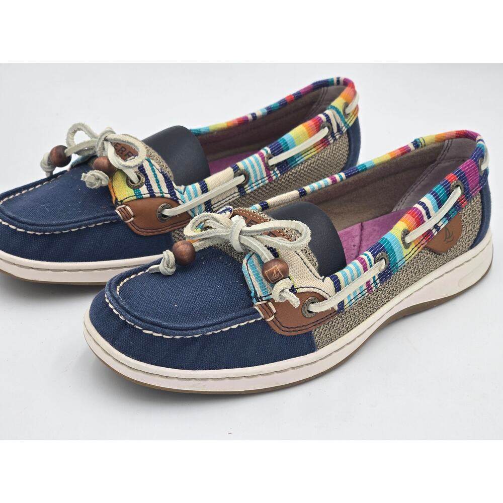 Sperry Angelfish Womens 7M Navy Serape Boat Shoes Slip On